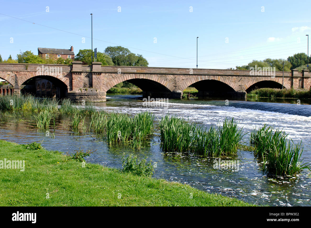 River Trent and Burton Bridge, Burton on Trent, Staffordshire, England, UK Stock Photo