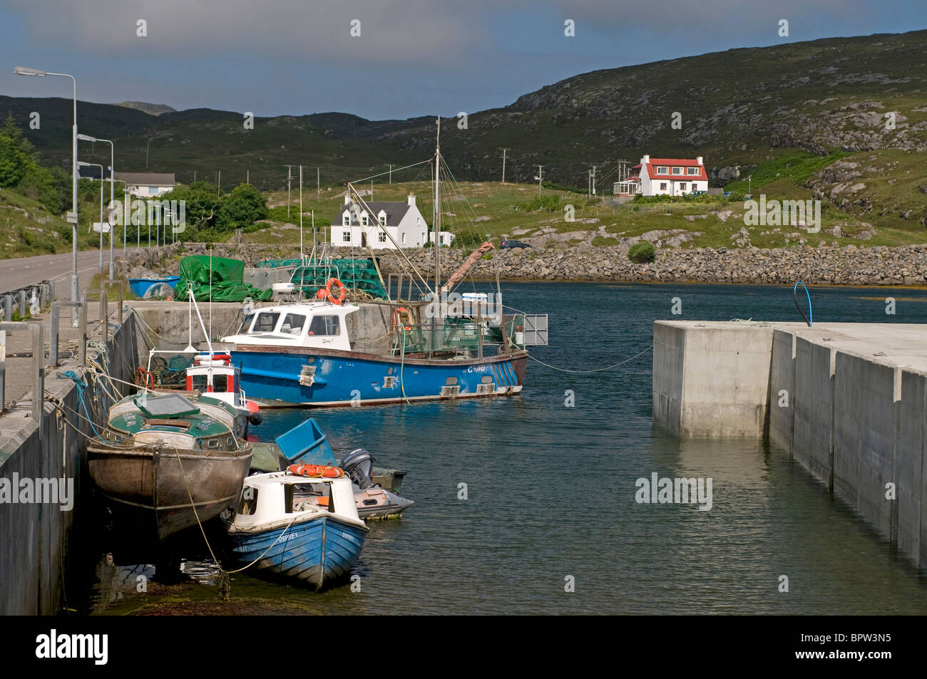 The new harbour Isle at Northbay Isle of Barra. Outer Hebrides, Western Isles. Scotland.  SCO 6513 Stock Photo