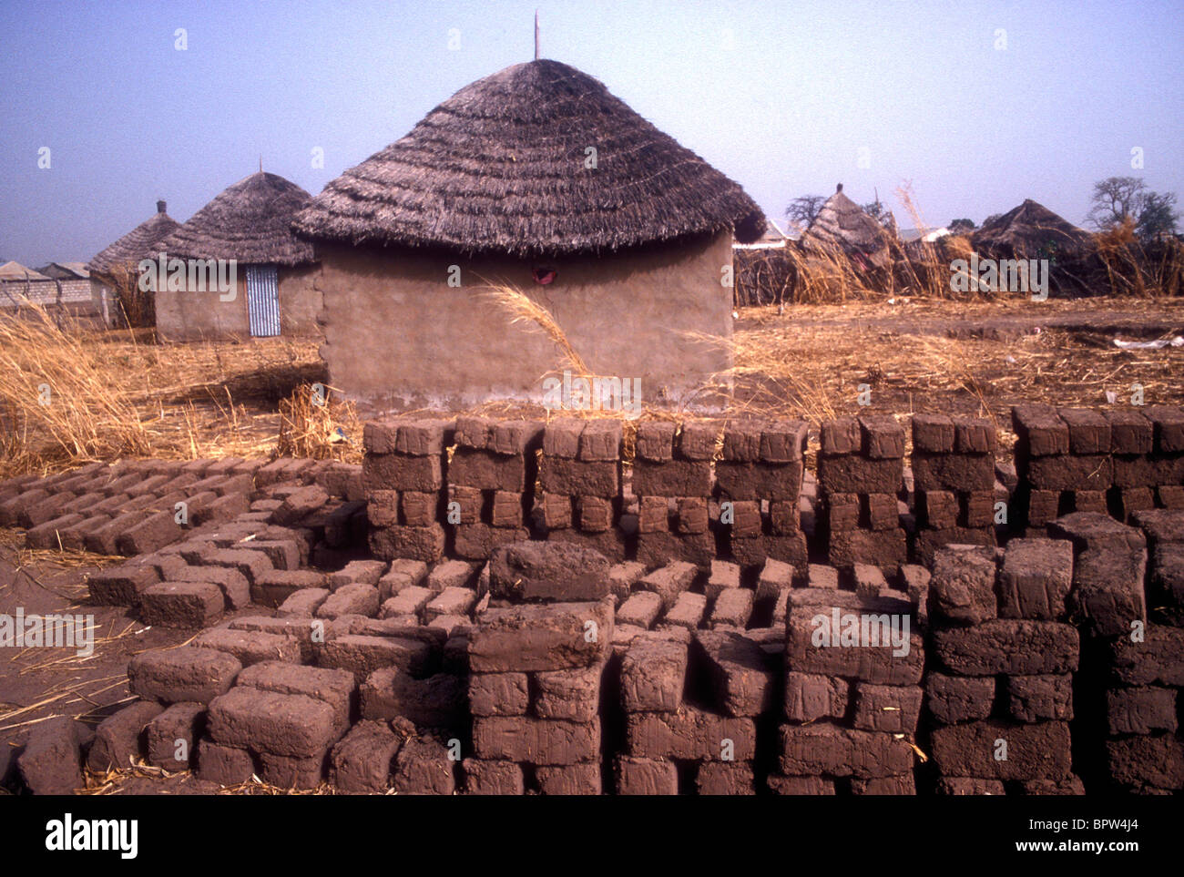 House building using mud bricks in West Africa Stock Photo Alamy