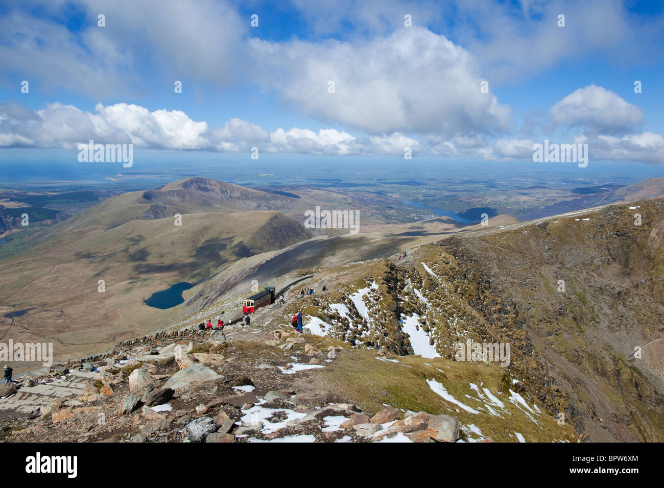 View from summit of Snowdon towards Llanberis Stock Photo