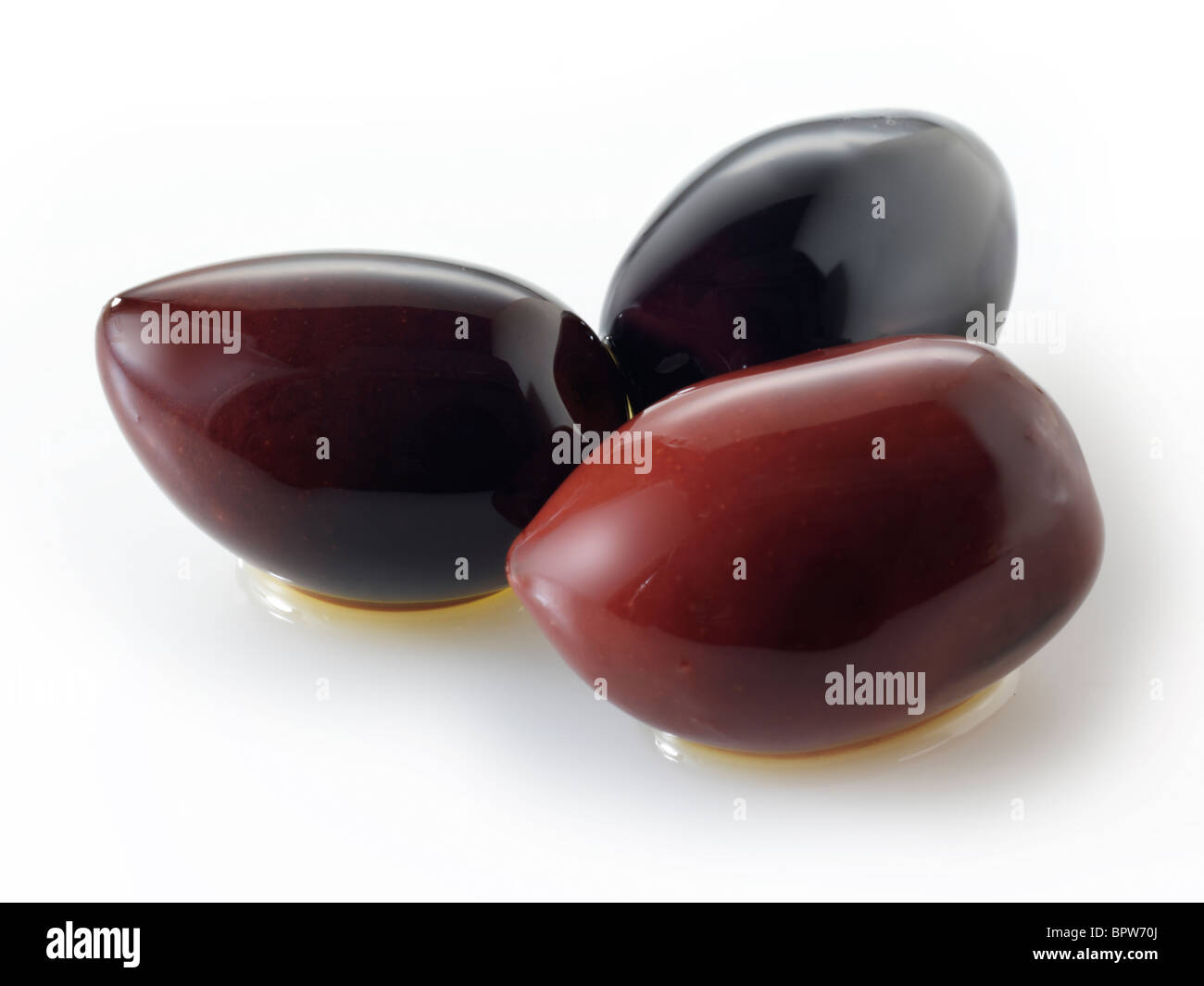 Fresh Kalamata olives photos, pictures & images. Cut out against white background Stock Photo
