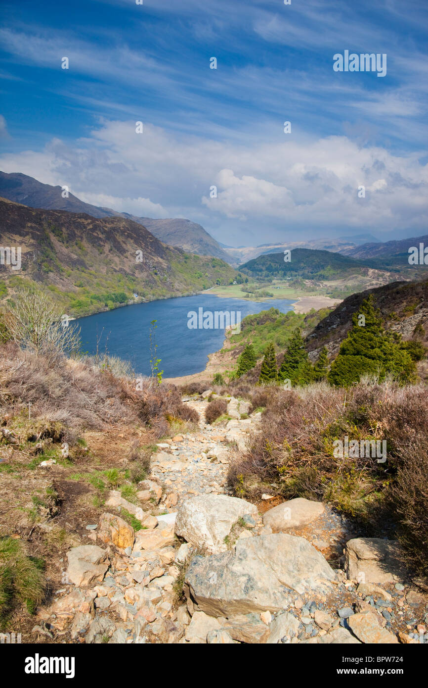 VIew of Llyn Dinas Snowdonia from the south east Stock Photo