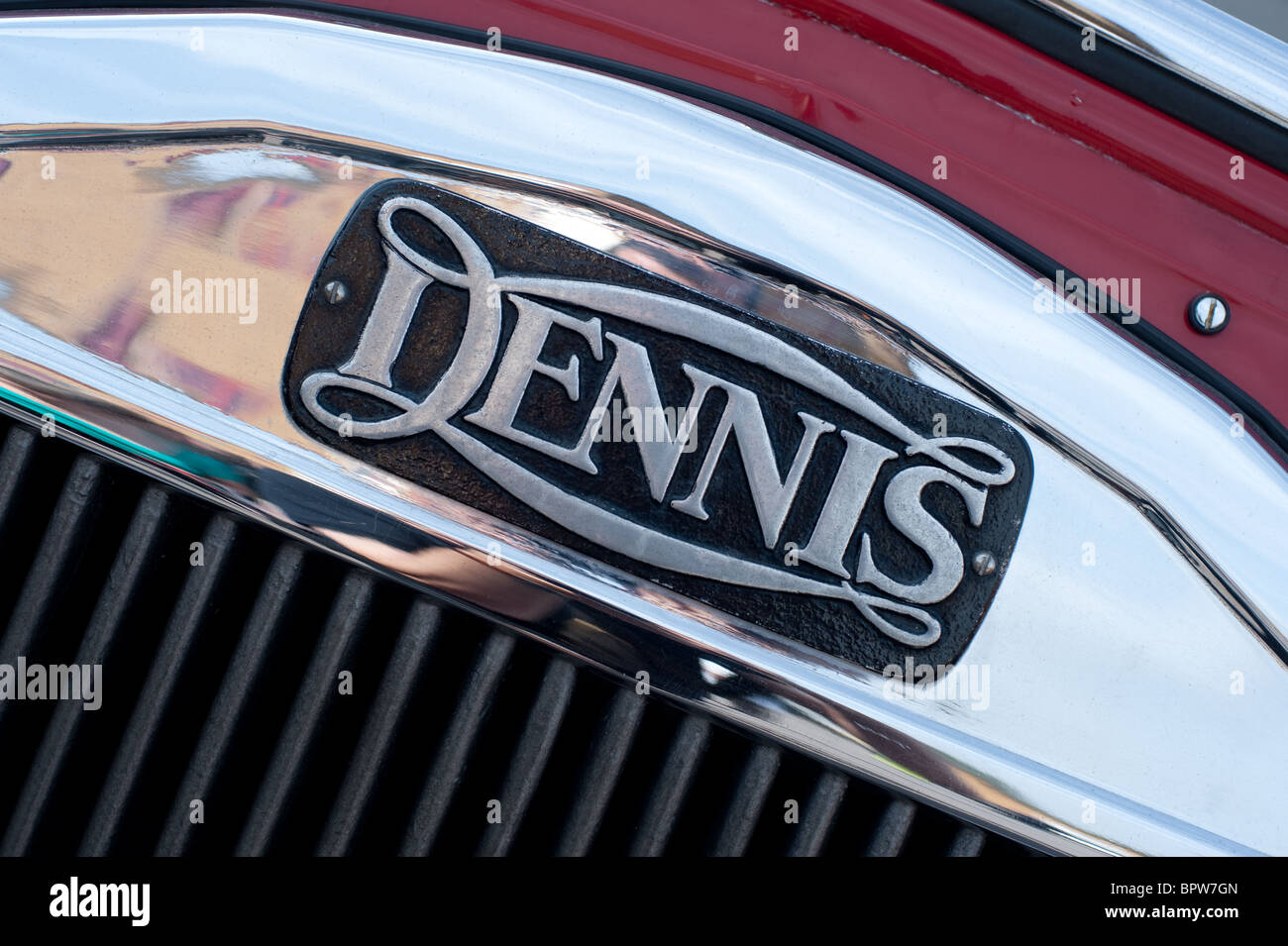 Dennis Badge / Logo from the front of a vintage British fire engine Stock Photo