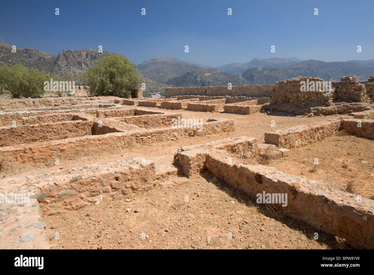 Ruins of the Venetian castle in Paleochora on the south coast of Crete, Greece Stock Photo
