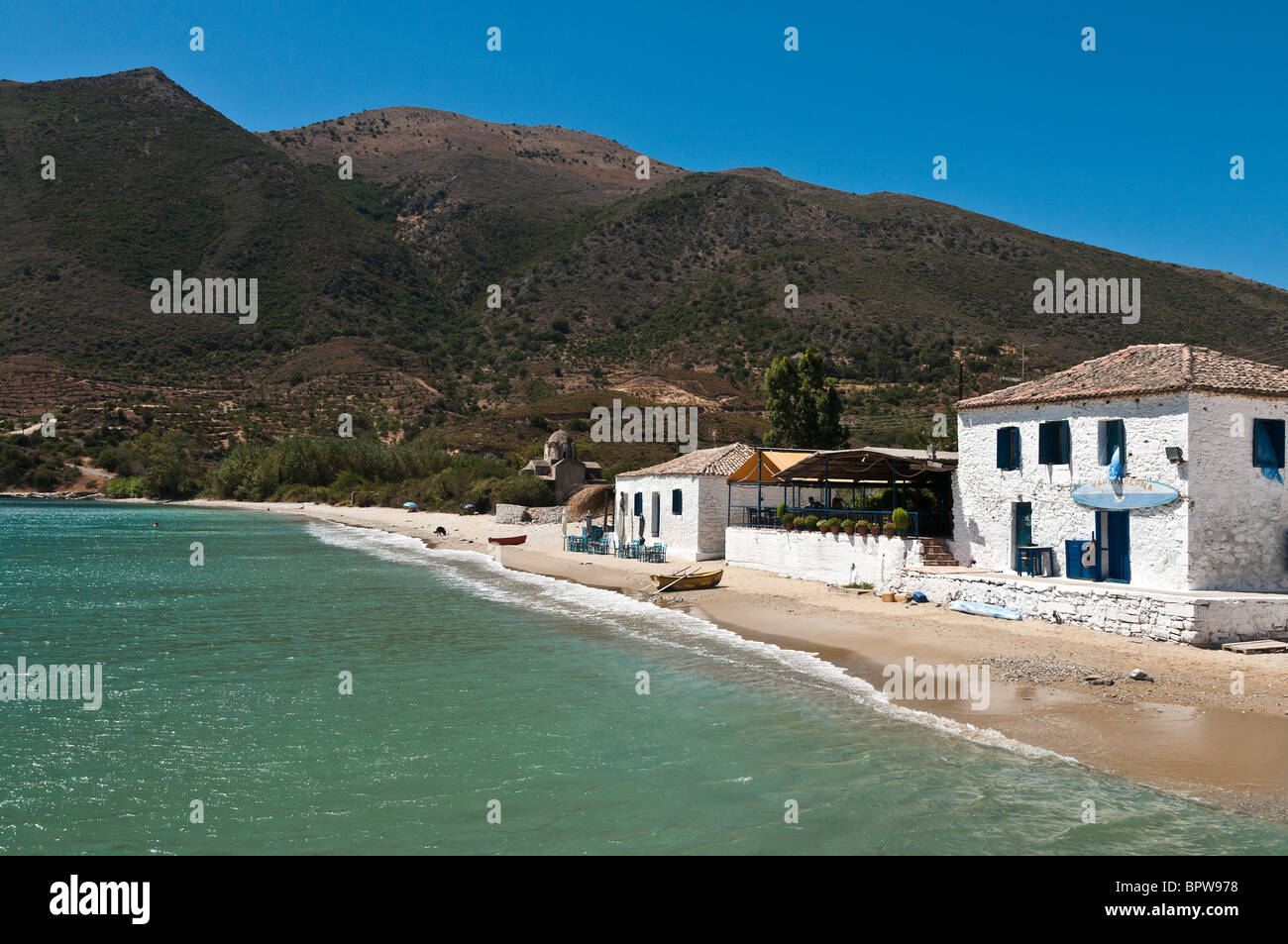 The beach at Skoutari on the sunward, eastern, coast of the Deep Mani,  Southern Peloponnese, Greece Stock Photo - Alamy