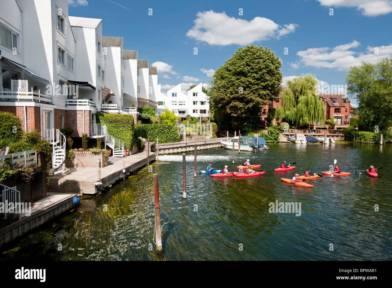 Summer activities and passing through Marlow Lock on the River Thames, Buckinghamshire, England, United Kingdom Stock Photo