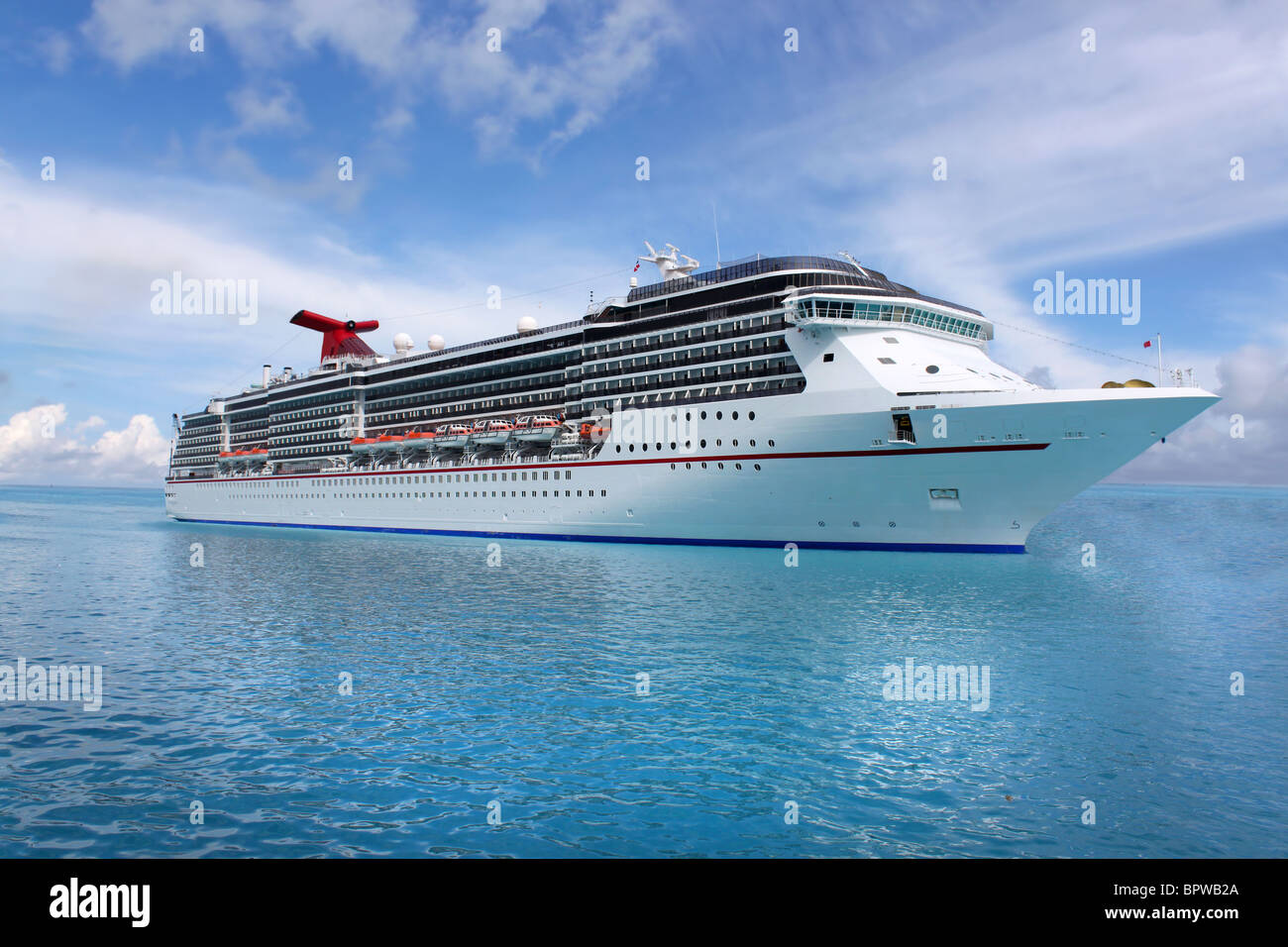 Cruise ship in Caribbean ocean Stock Photo