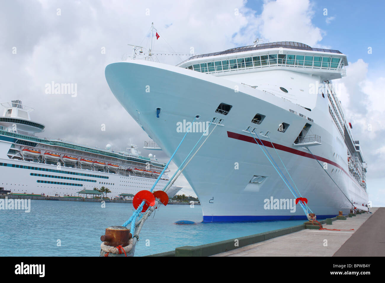 Cruise ship at port of call Stock Photo