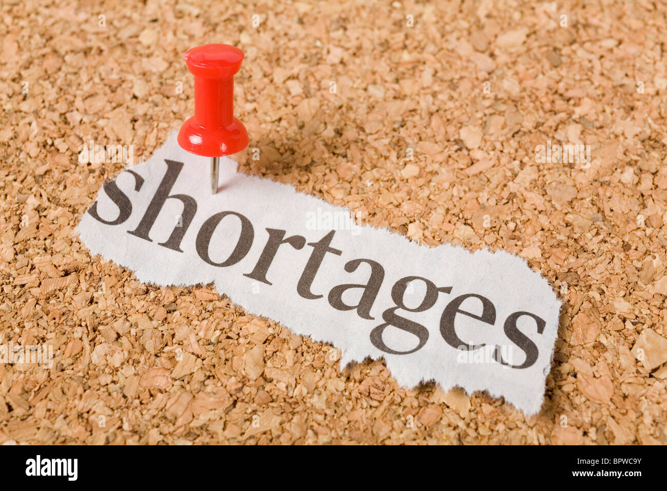 Headline shortages, concept of shortages Stock Photo