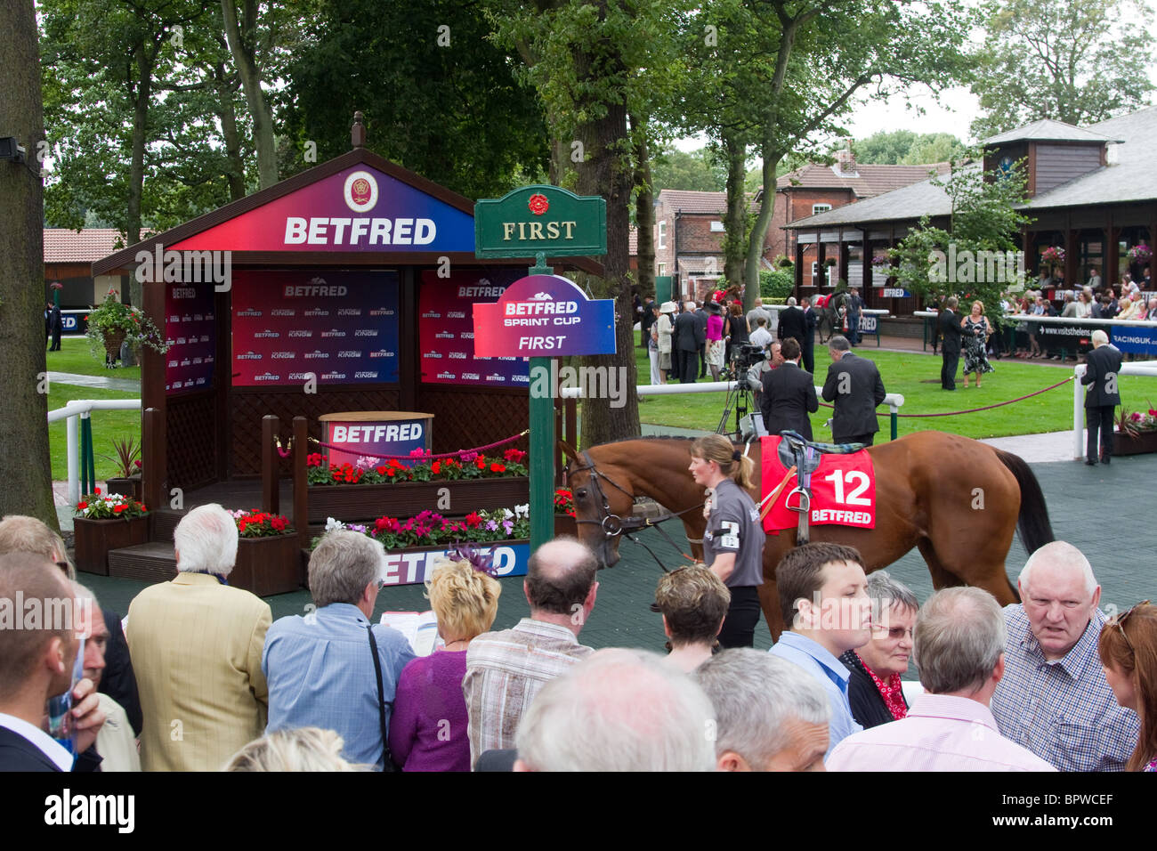 The Paddock and Parade Ring at Betfred Sprint Cup Race meeting, Haydock Park Saturday 4th September, 2010 Stock Photo