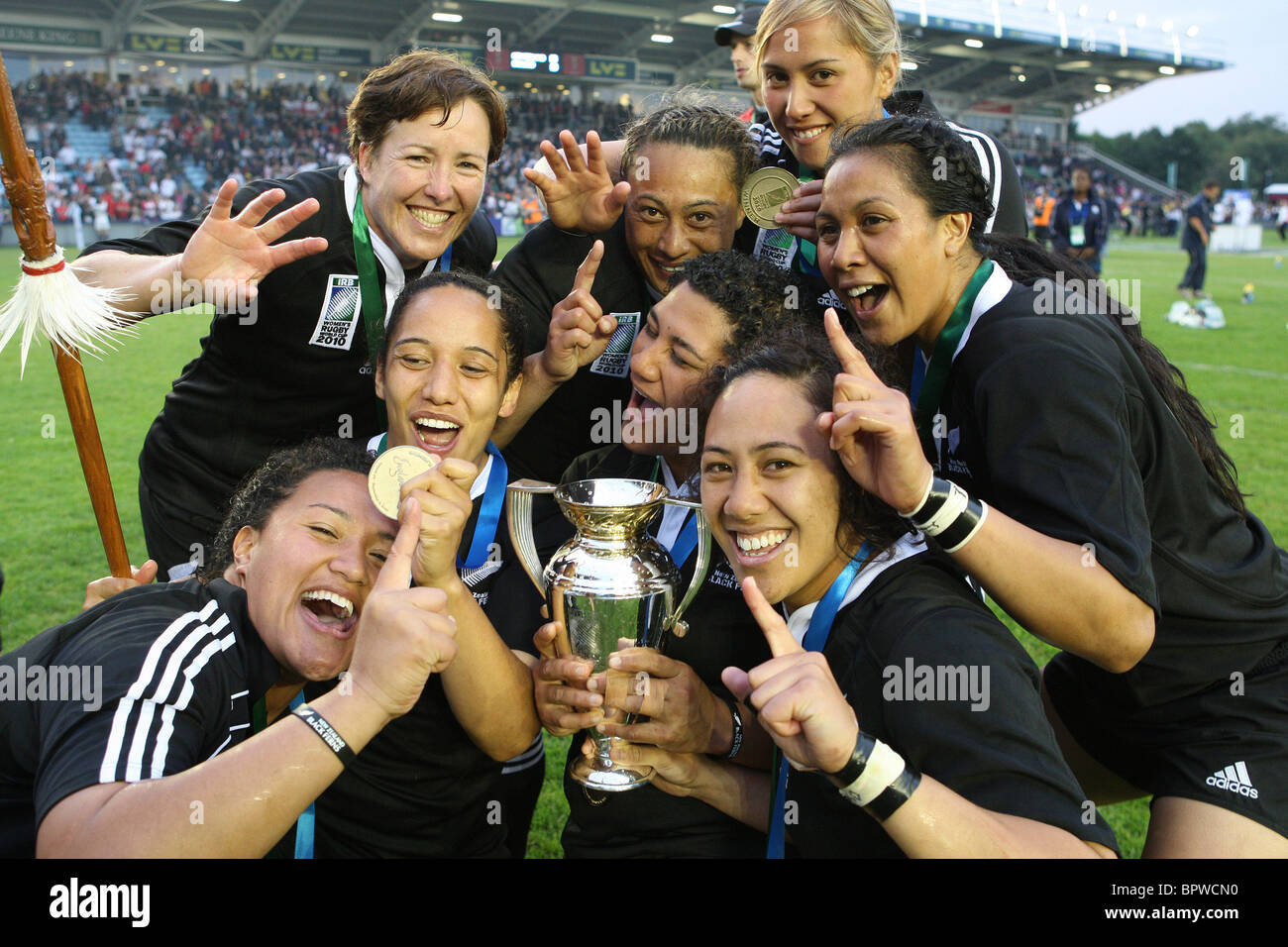 New Zealand celebrate the victory of the Women's Rugby World Cup Final Stock Photo