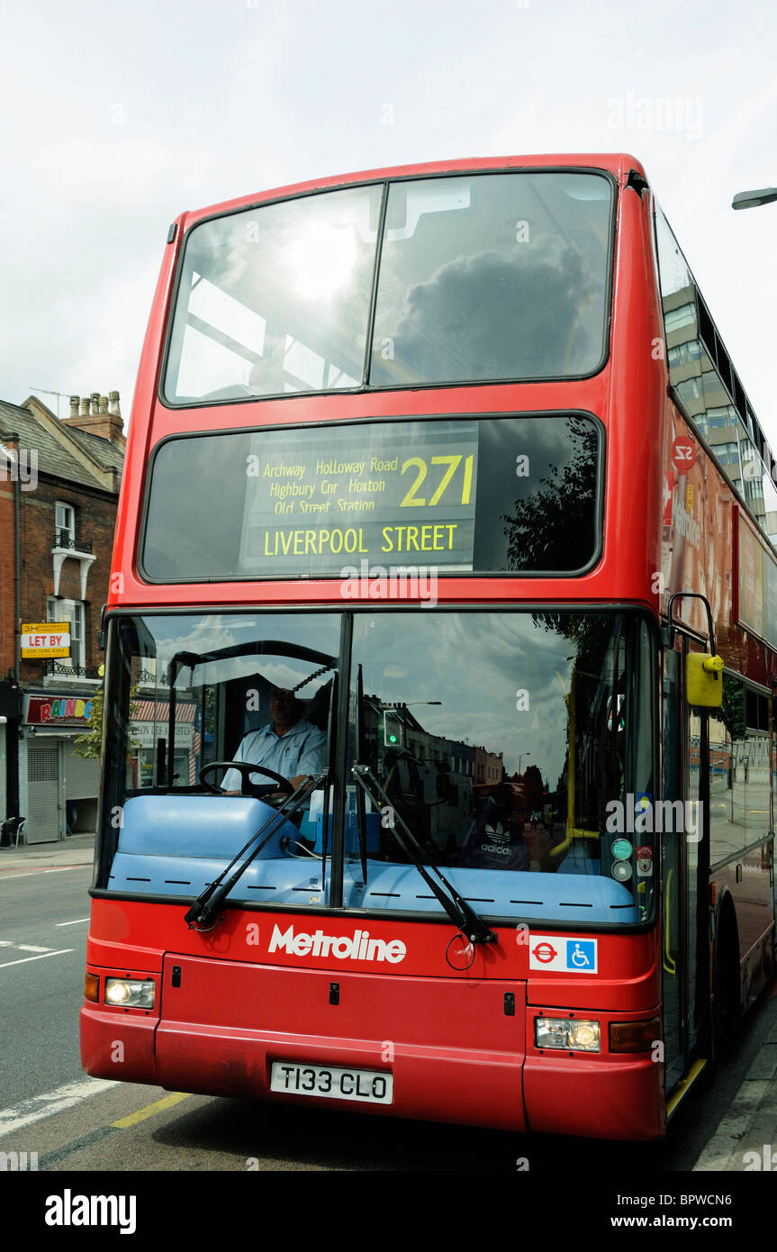 Front of number 271 red double decker London bus, Holloway Road Islington England UK Stock Photo