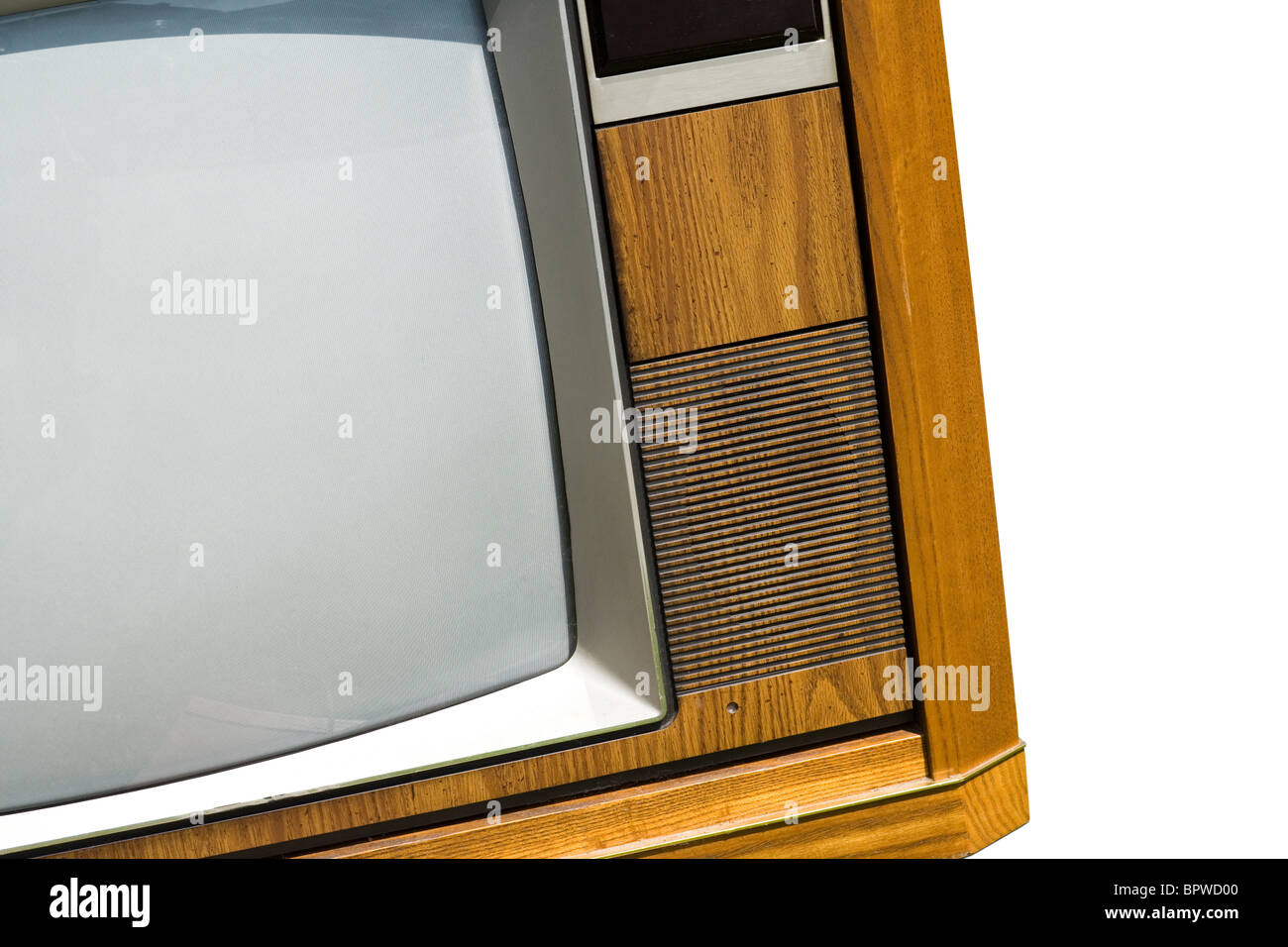 Old-fashioned Television with white background Stock Photo - Alamy