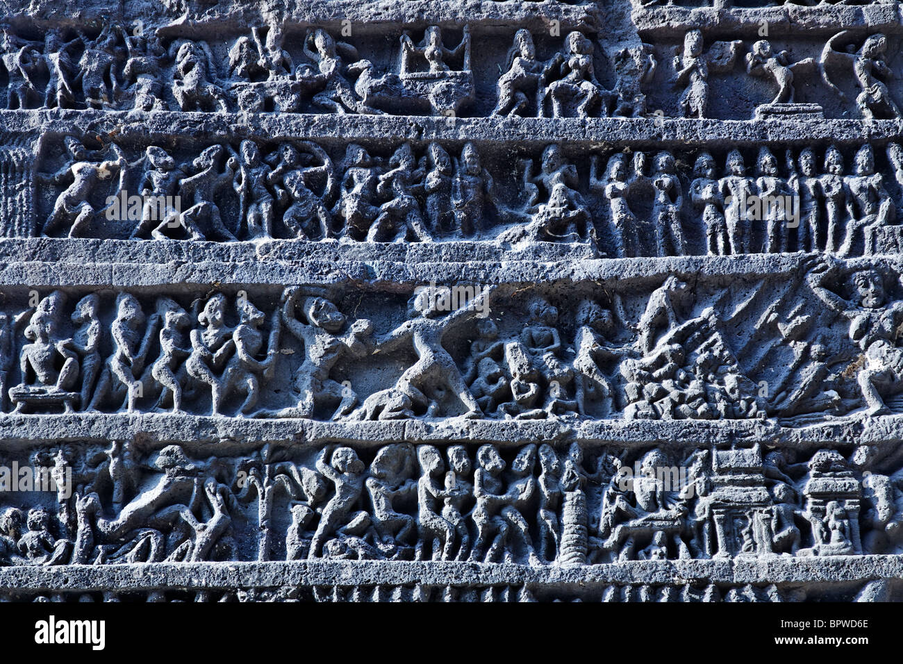 Sculptures at Kailash temple, Ellora Caves, Maharashtra state, India