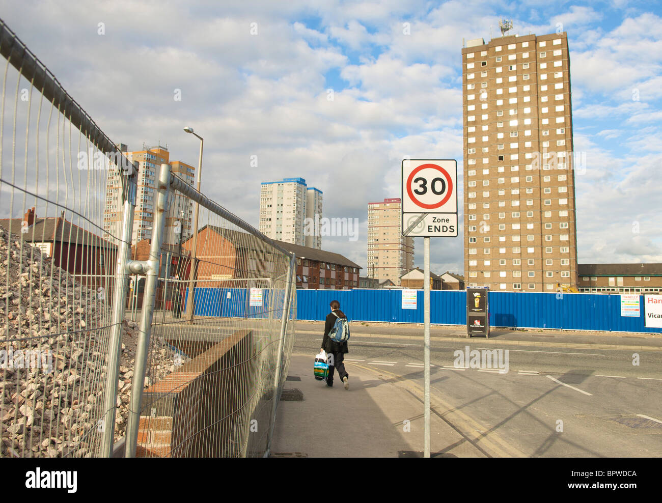 High rise flats in Layton being prepared for demolition, Blackpool