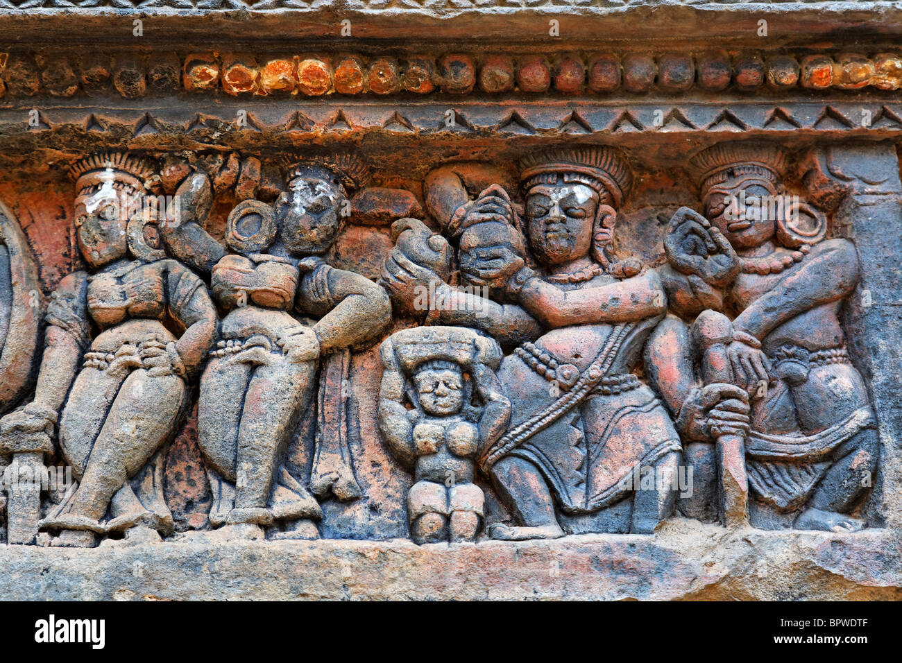 Sculptural detail at the Hindu temple of Parasuramesvara Mandir, Bhubaneswar, Orissa, India Stock Photo