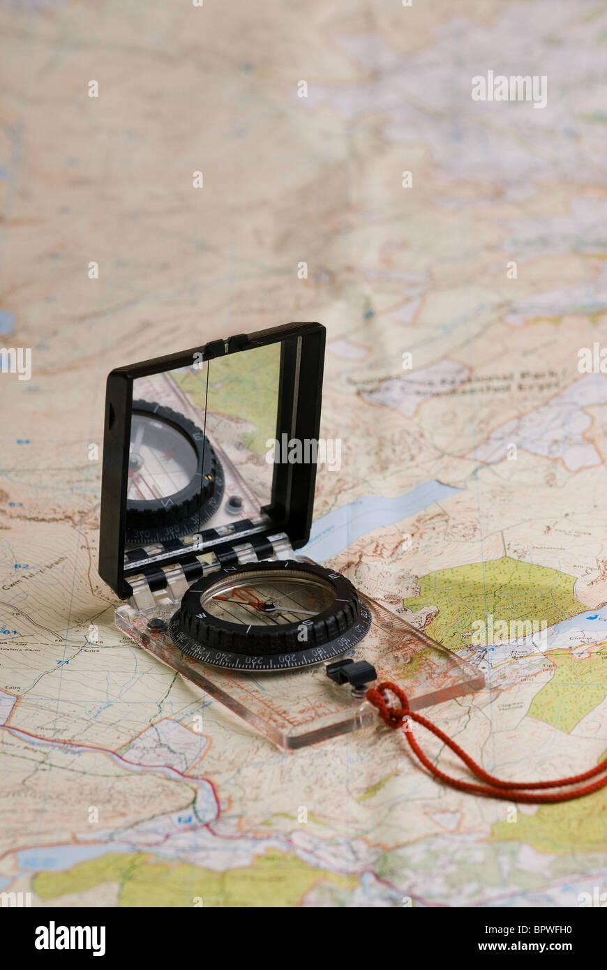 Compass and map Stock Photo Alamy