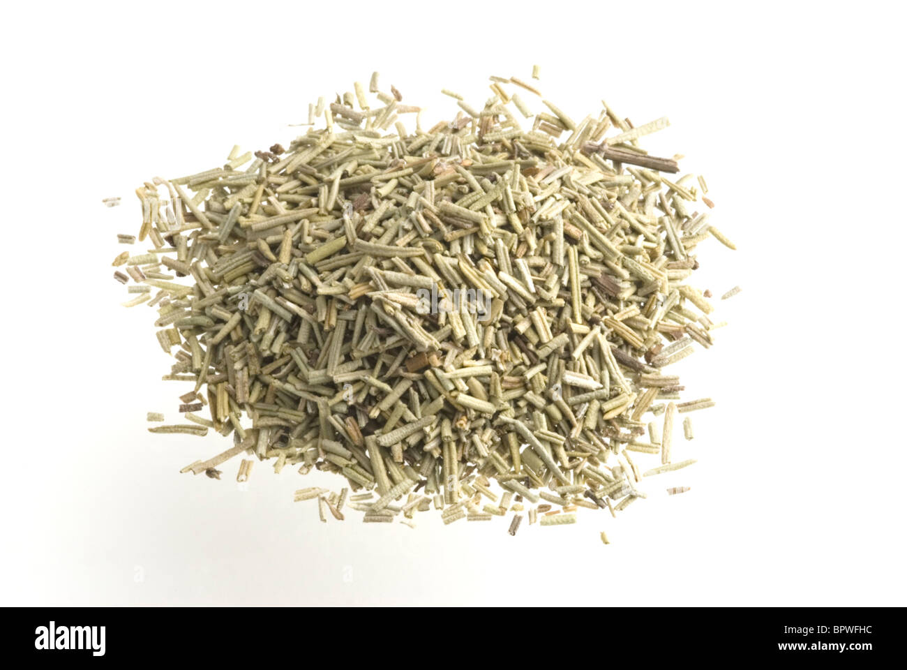 A pile of the herb Rosemary, on a white background. Stock Photo