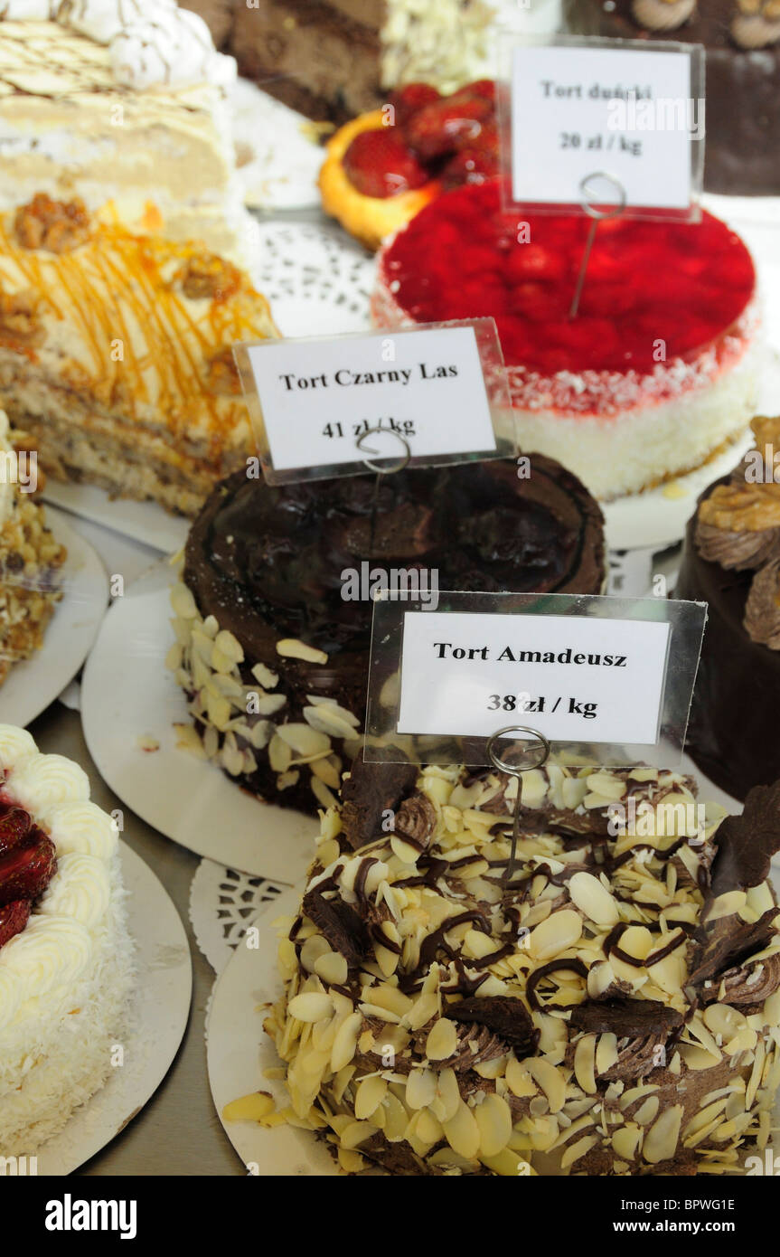 Cakes on display in a Bakery on Golebia St in Krakow Stock Photo Alamy