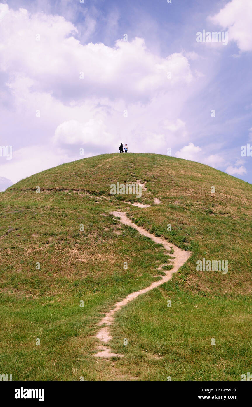 Path leading to Kopiec Kraka mound One of two prehistoric landmarks, the Mound of Krak Stock Photo