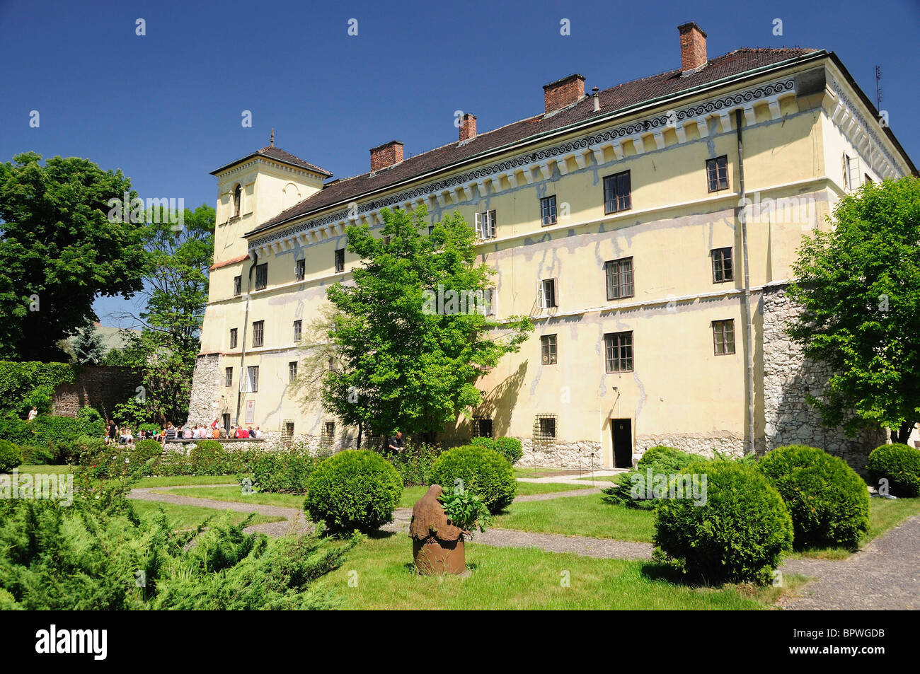 Archaeological Museum with garden and sculptures in Krakow Stock Photo