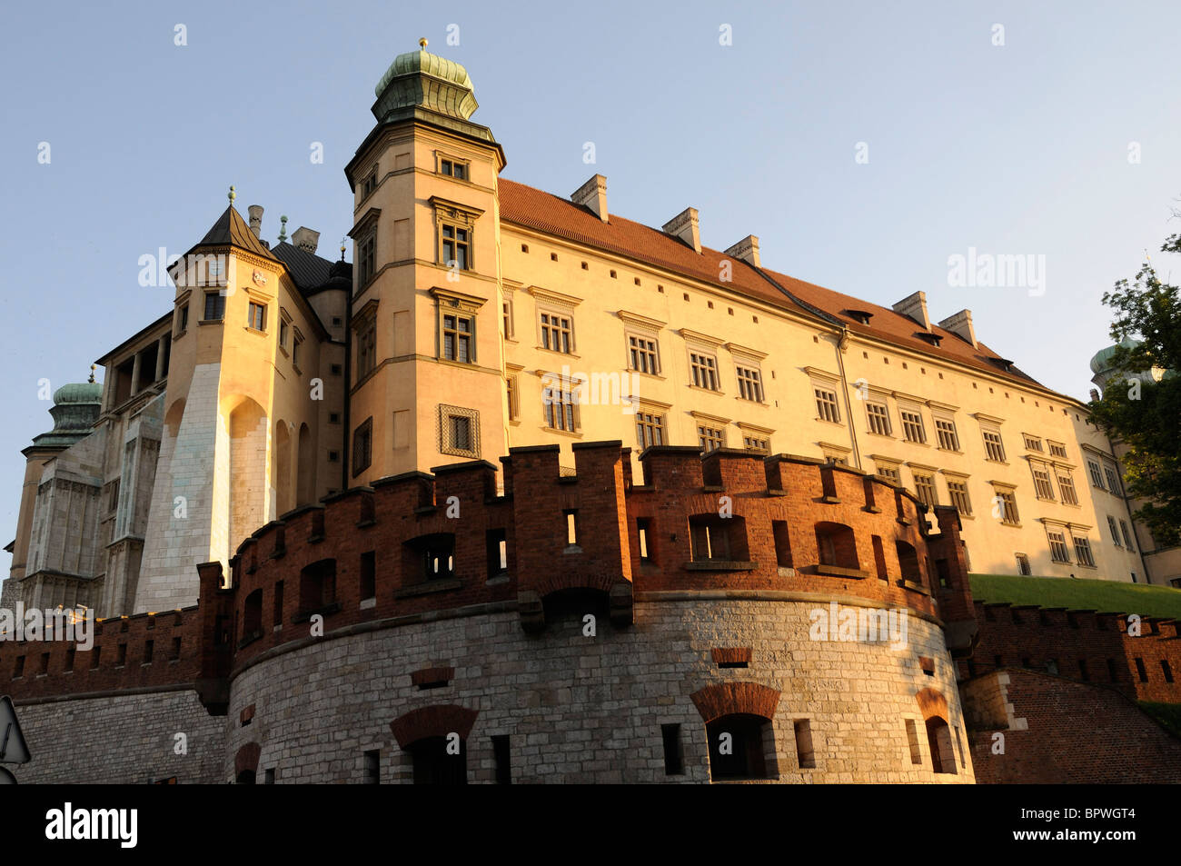 Wawel Castle Hens Claw Wing, remnant of the medieval castle, with late light, in Krakow Stock Photo
