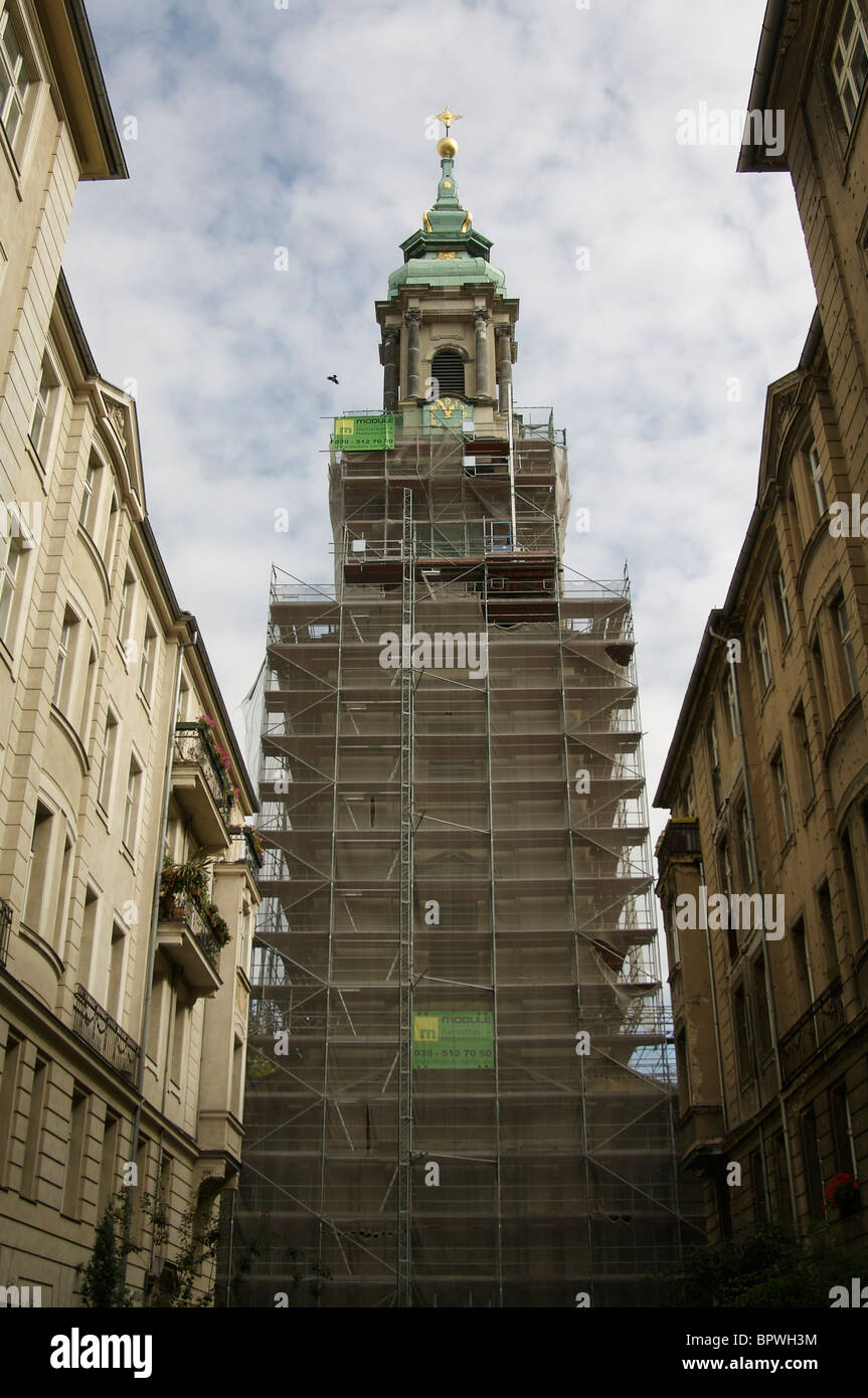 Sophienkirche - under scaffolding during renovation in Berlin Stock Photo
