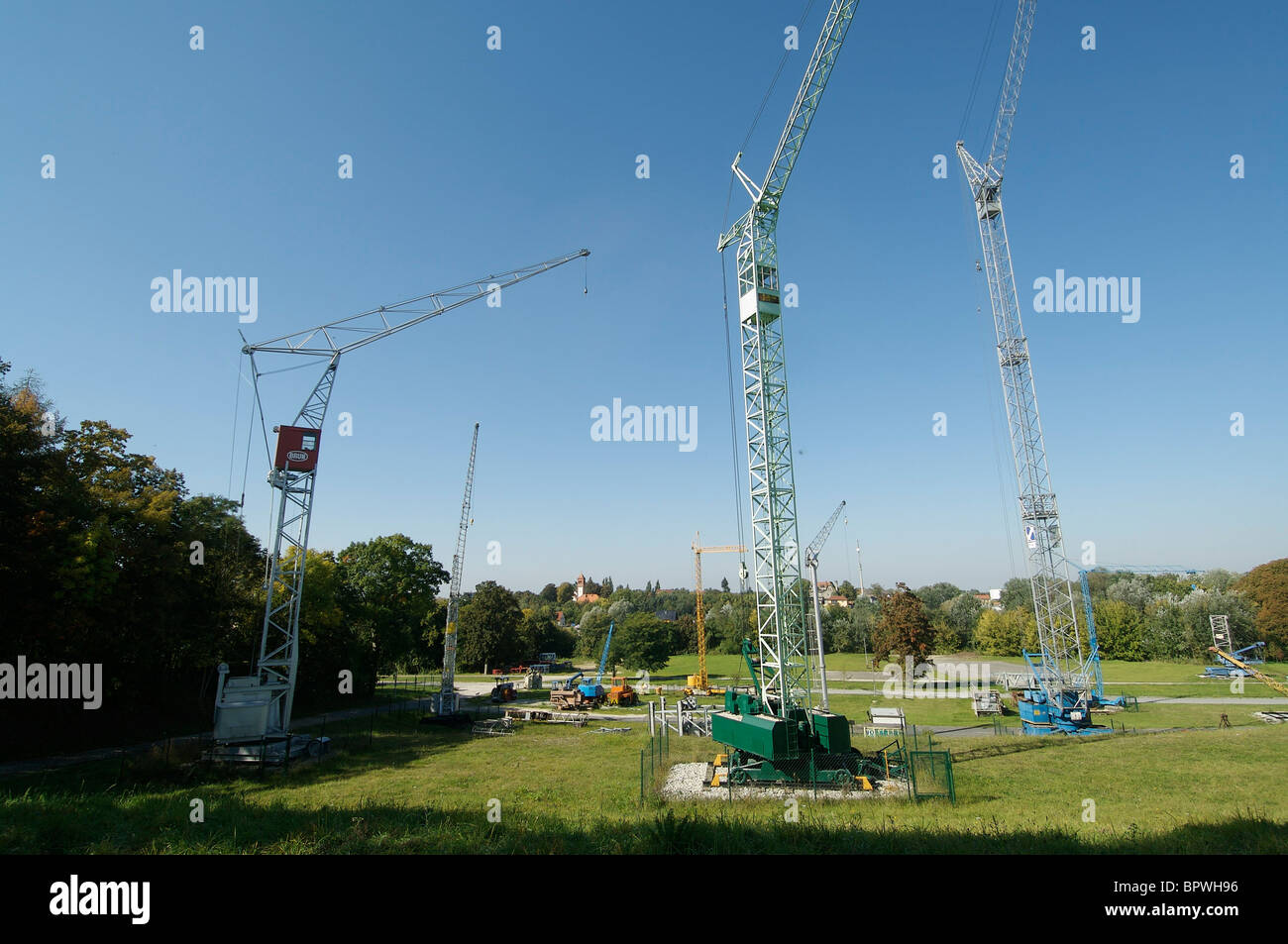 Cranes used to quarry limestone displayed in Museum Park famous for the
