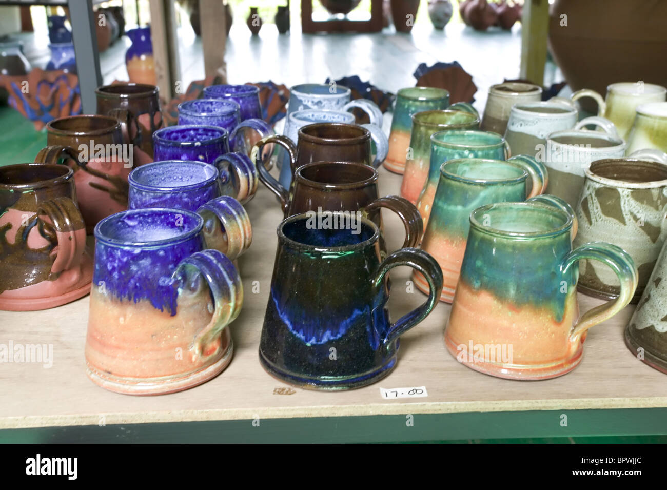 Highland Pottery, mugs for sale in studio at Chalky Mount Village in