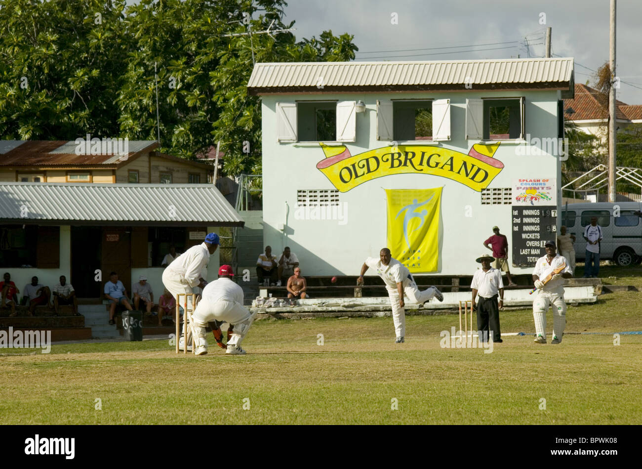 Cricket at Dover Cricket Ground in St Lawrence - Home in bat, playing St Catherines Stock Photo