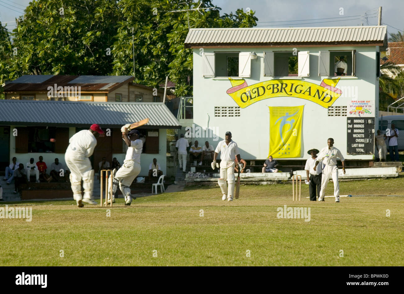 Cricket at Dover Cricket Ground in St Lawrence - Home in bat, playing St Catherines Stock Photo