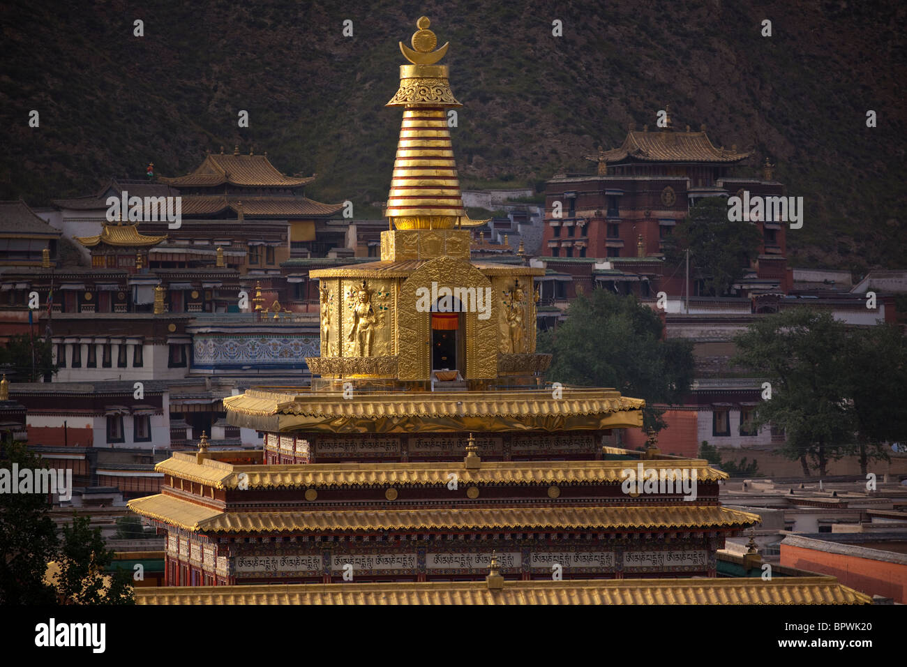 Labrang Monastery in Xiahe, Gansu, China. Stock Photo
