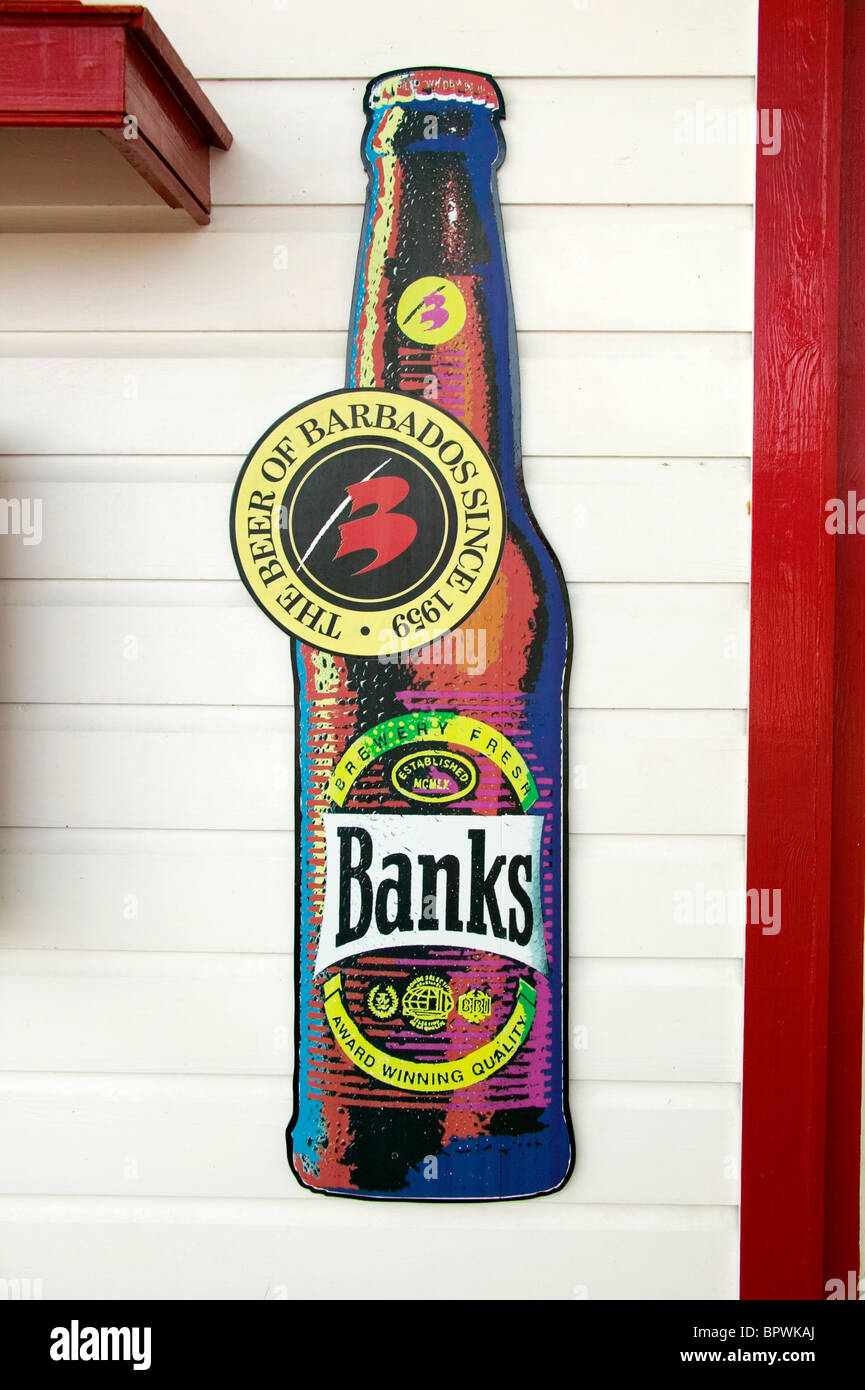 Advertising at Banks Brewery factory located just outside Bridgetown in