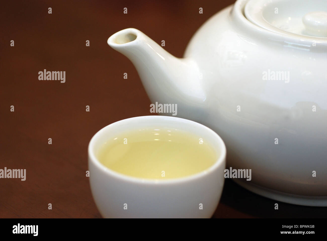 Chinese tea served in white porcelain tea set Stock Photo Alamy