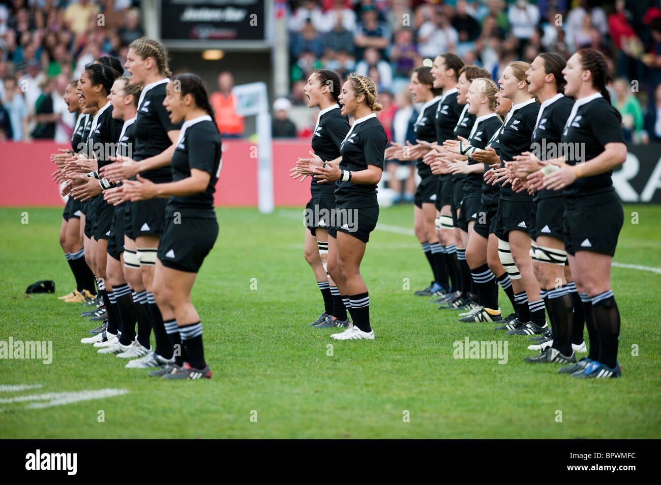 The final between England and New Zealand. England lost 13-10. The iRB organised Women's Rugby World Cup Stock Photo