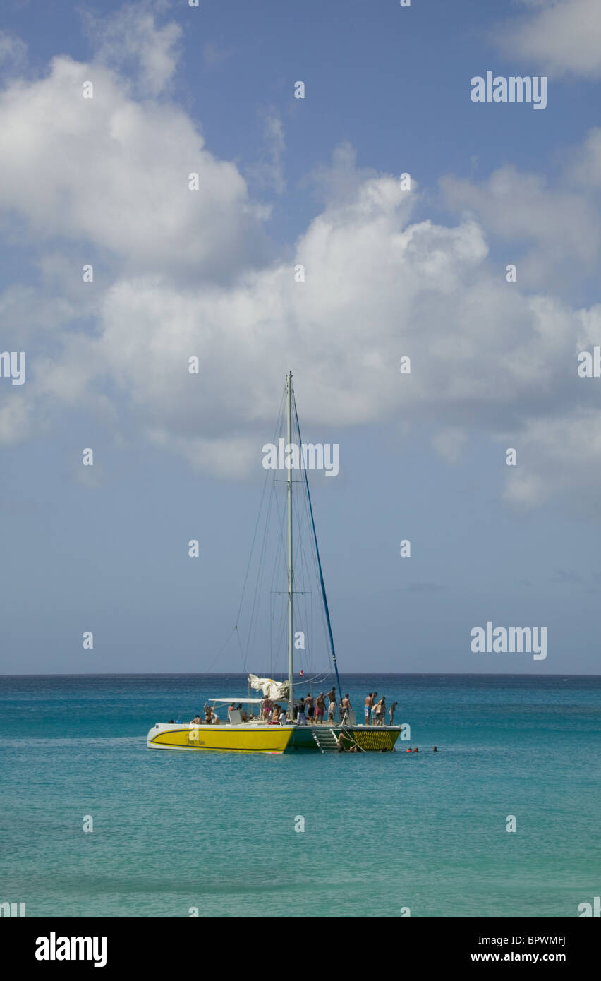 Catamaran snorkelling trip in Gibbes Bay in Barbados in the Caribbean