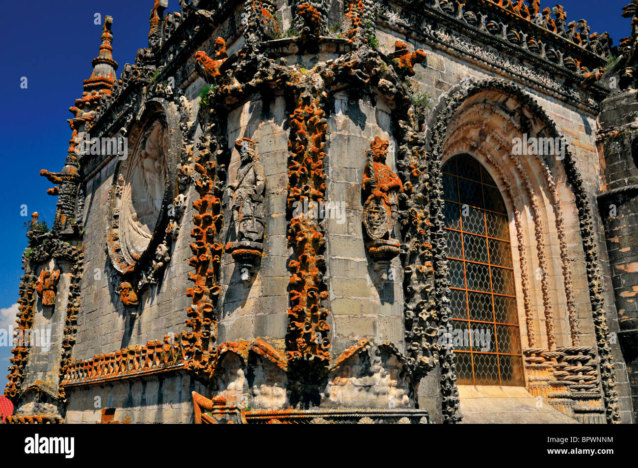 Portugal: Architectonic detail of the convent of Christ in Tomar Stock Photo