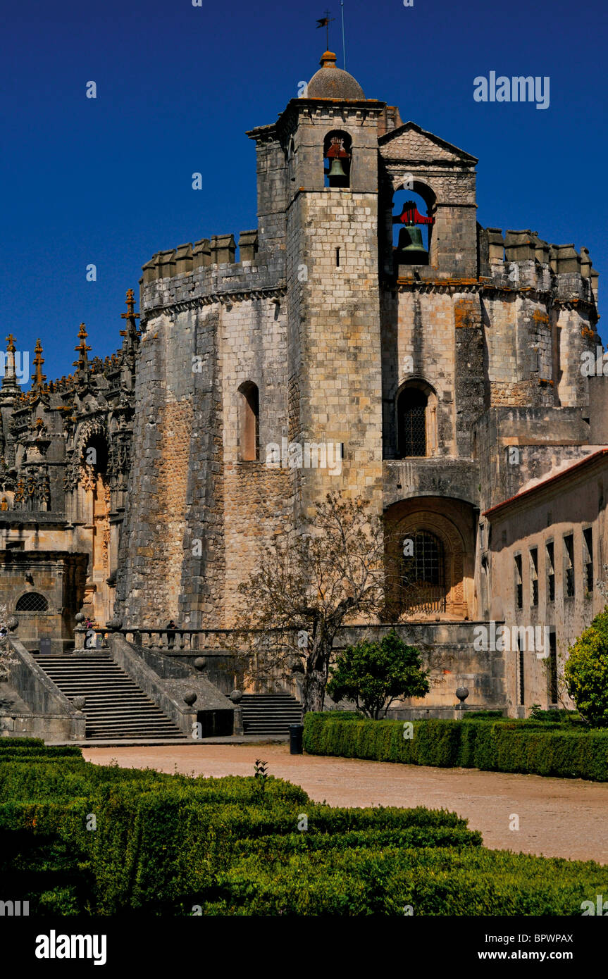 Portugal: Legendary church of the Order of Temple in the convent of Christ in Tomar Stock Photo