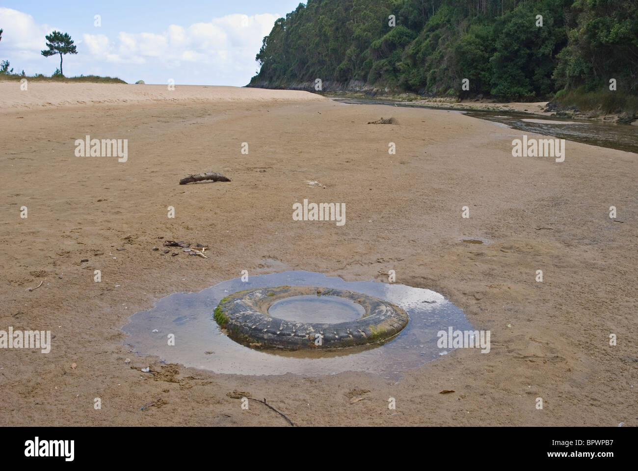 Debris on sand dunes. Abrela beach, Galicia, Spain Stock Photo Alamy