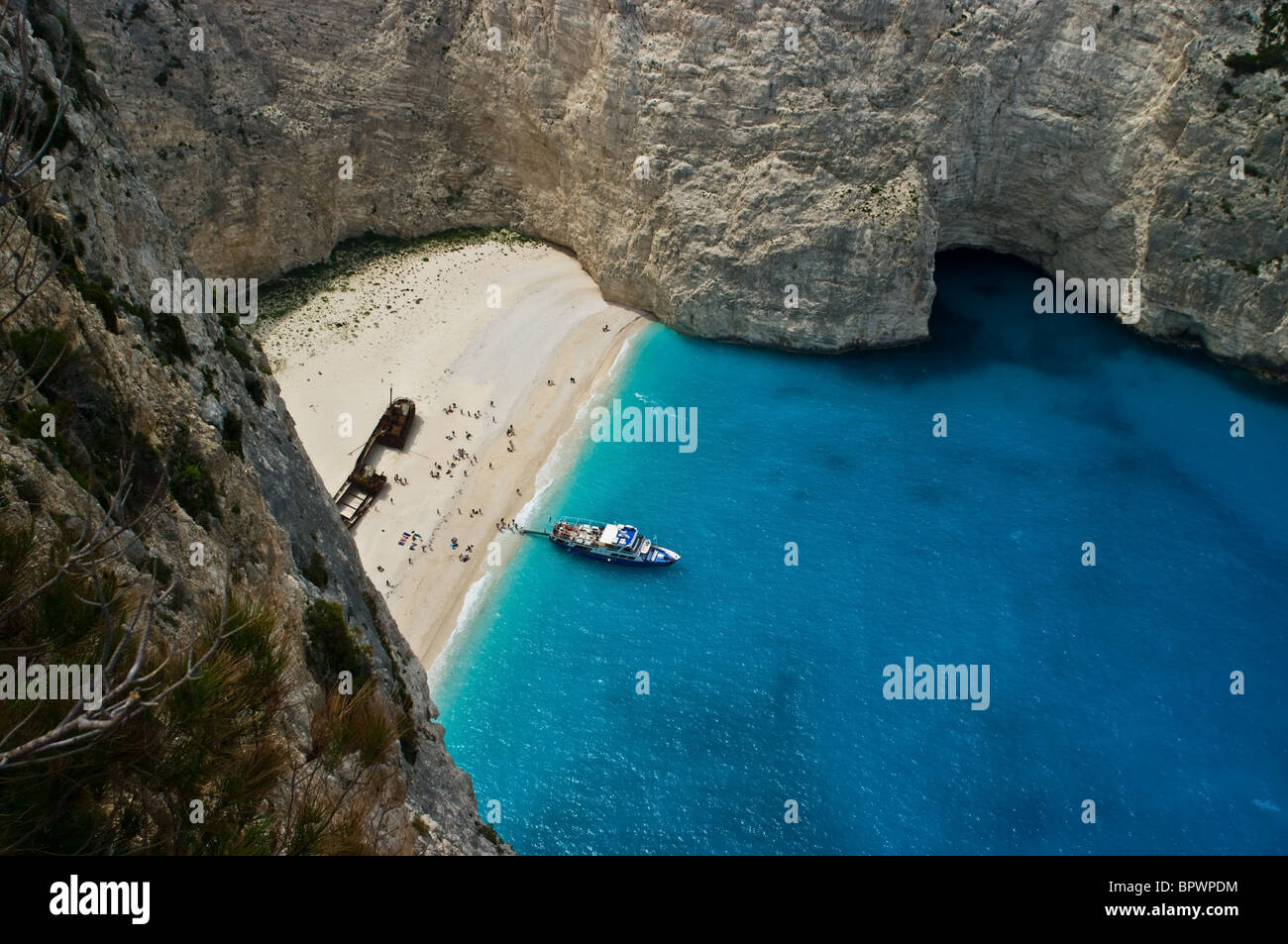 Navagio Beach or Shipwreck Bay on Zakynthos Island Stock Photo