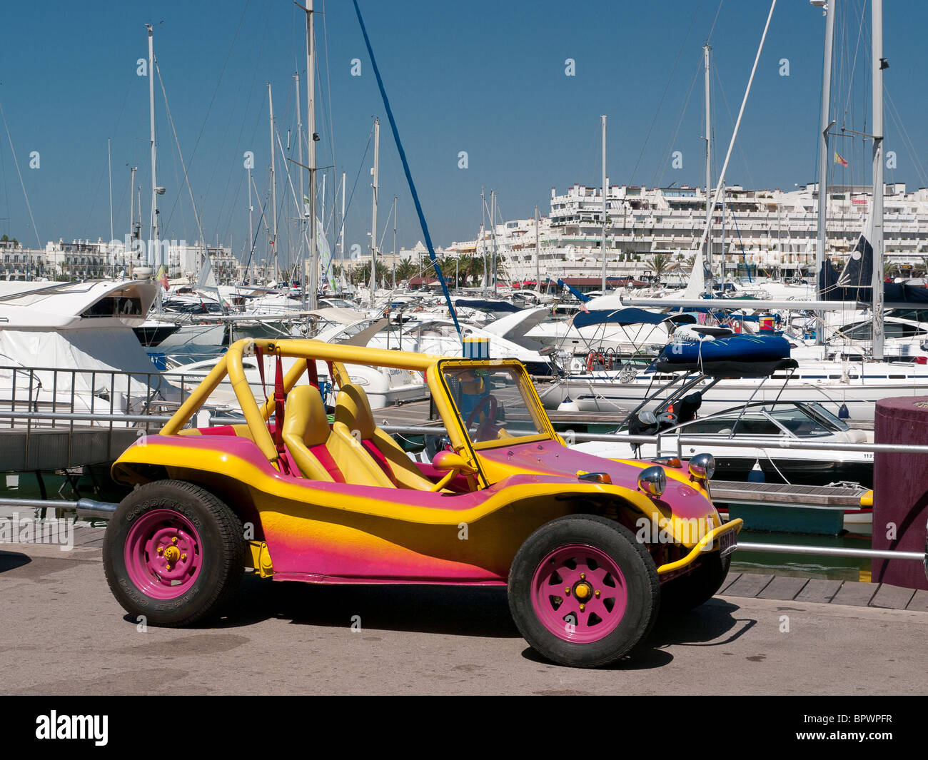 Colourful Custom Built Car in Vilamoura Marina, Vilamoura, Algarve