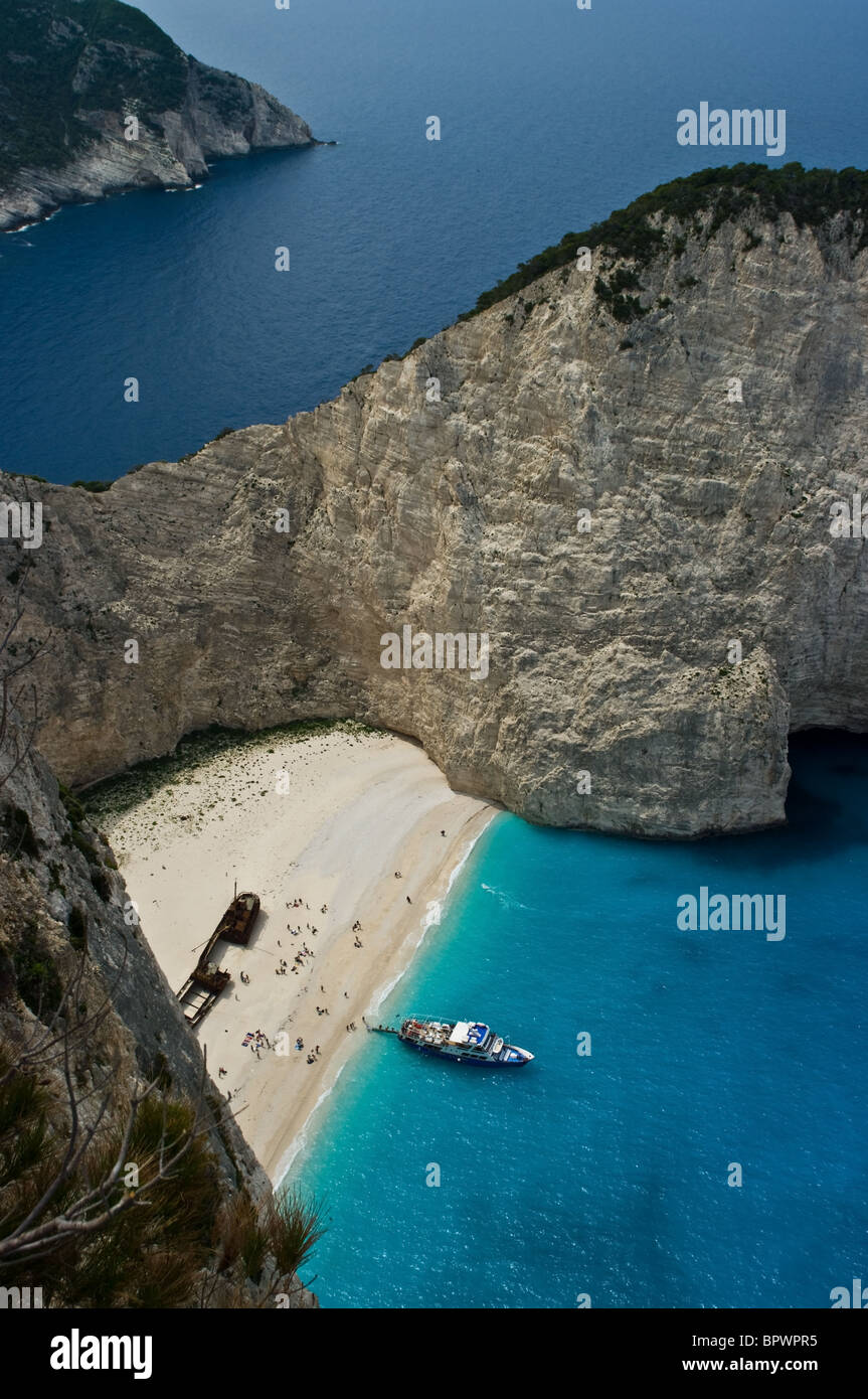 Navagio Beach or Shipwreck Bay on Zakynthos Island Stock Photo