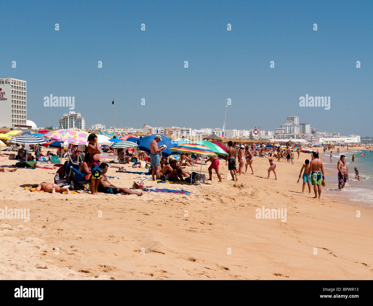 Beach at Vilamoura, Algarve, Portugal, Western Europe Stock Photo
