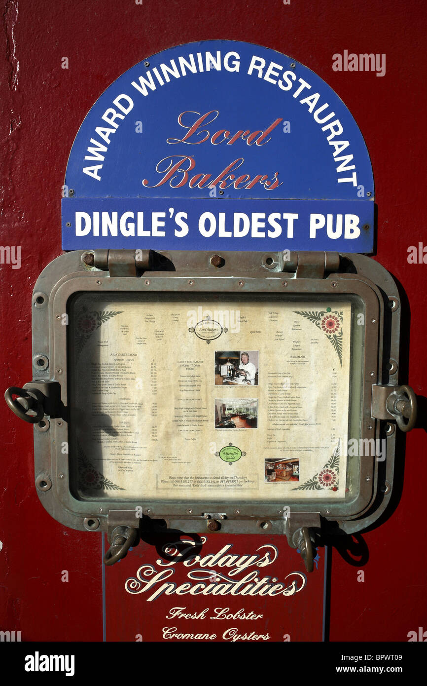 Lord bakers restaurant menu board dingle county kerry ireland hires