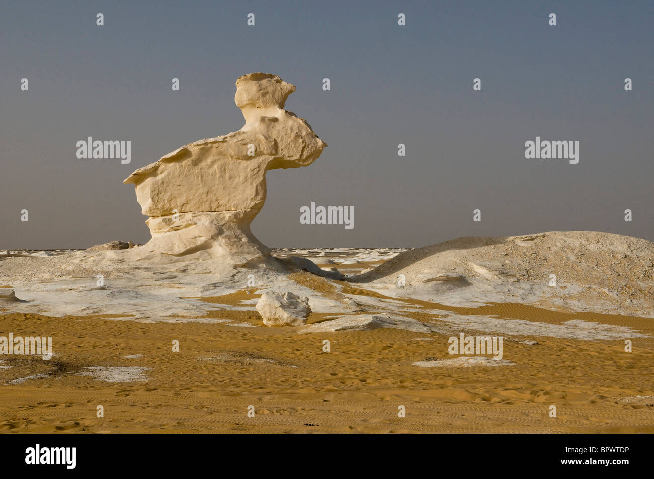 surreal landscape in the White Desert of Egypt Stock Photo