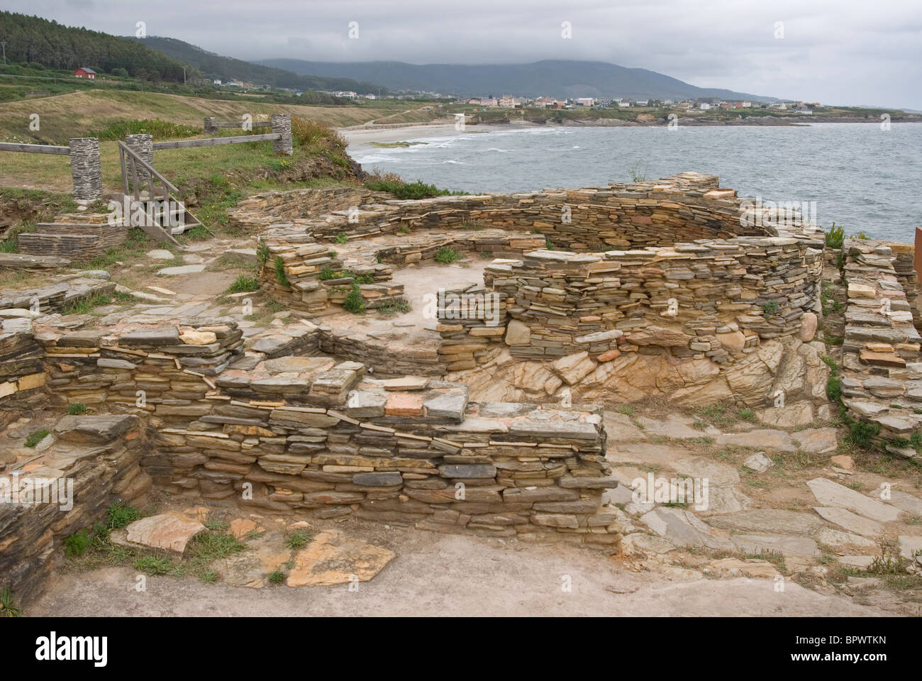 Ruins of an ancient Celtic fortified settlement. Fazouro, Galicia, Spain. Stock Photo