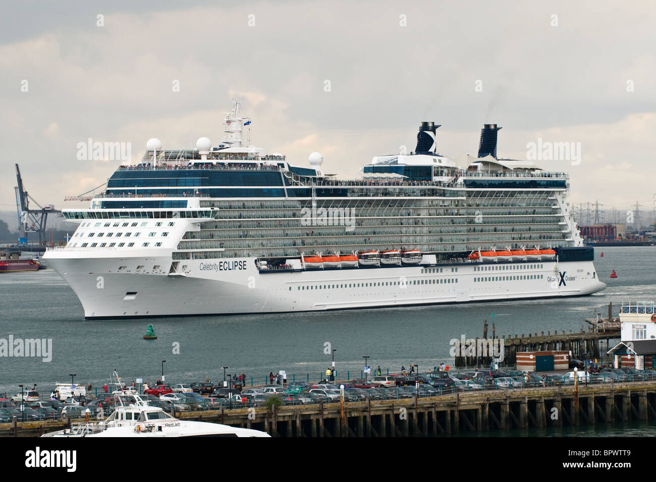 Cruise liner (ship, boat) leaving Southampton - Celebrity Eclipse Stock Photo