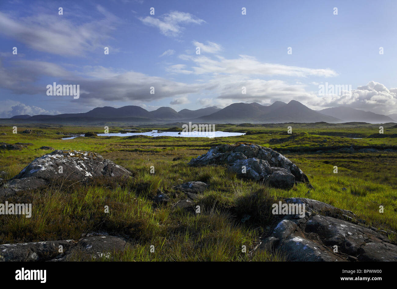 Connemara Landscape the Twelve Bens (Pins), County Galway Ireland Stock Photo