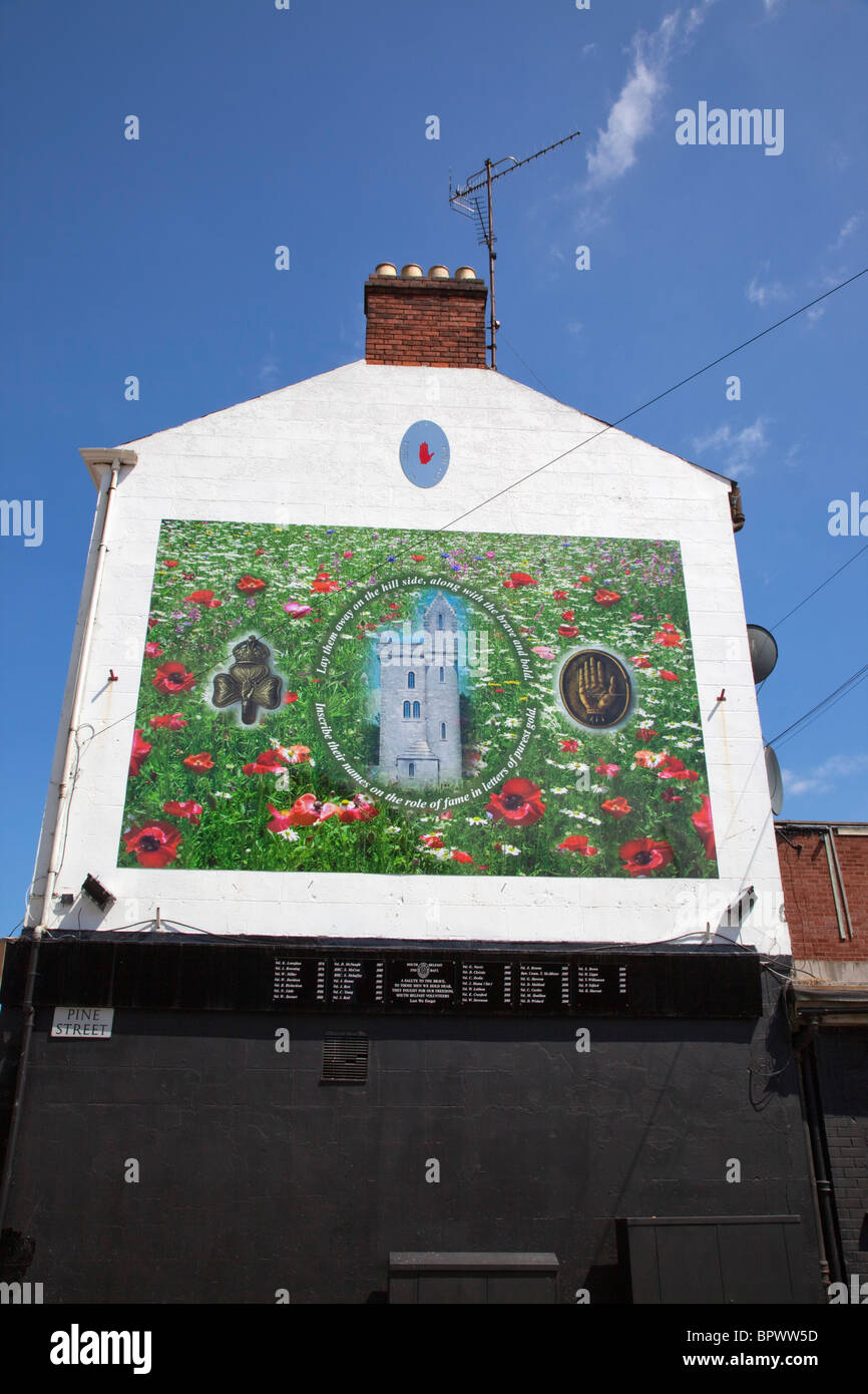 Ireland, North, Belfast, Donegall Pass, Loyalist political mural on a gable wall in Pine Street. Stock Photo