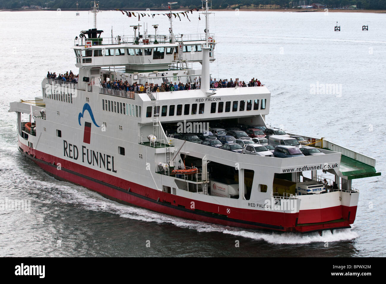 Red Funnel car ferry from Southampton to Isle of Wight - Red Falcon Stock Photo